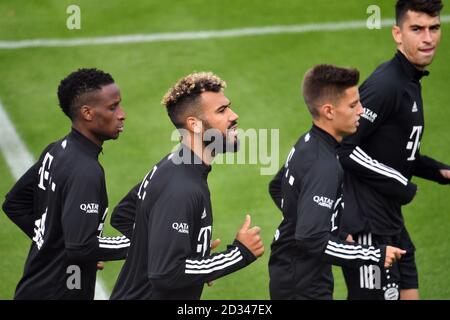 Die Neulinge von links: Bouna Sarr (FC Bayern München), Eric Maxim Choupo-Moting (FC Bayern München), Tiago DANTAS (FC Bayern München), Marc ROCA (FC Bayern München), FC Bayern München Neulinge. Training in der Saebener Straße. Fußball 1. Bundesliga, Saison 2020/2021 am 07.10.2020. Weltweite Nutzung Stockfoto