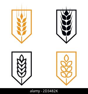 Symbole. Für Logo-Design Weizen. Landwirtschaft, Mais, Gerste, Stiele, Bio-Pflanzen, Brot, Lebensmittel, natürliche Ernte, Vektor-Illustration auf weiß Stock Vektor