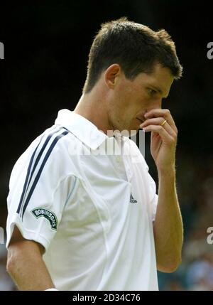 Der britische Tim Henman zeigt seine Dejektion. Stockfoto