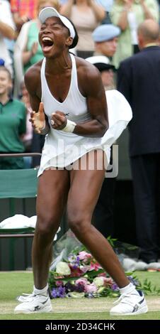 Die US-Amerikanerin Venus Williams feiert ihren Sieg. Stockfoto