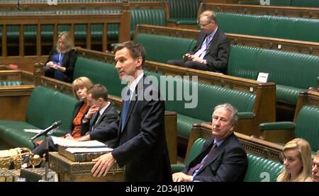 Gesundheitsminister Jeremy Hunt ist ein Statement, dem House Of Commons in London nach der NHS mehr als die Hälfte eine million Stücke von Patienten vertrauliche medizinische Korrespondenz, einschließlich Behandlungspläne und Krebs Testergebnisse verlegt. Stockfoto