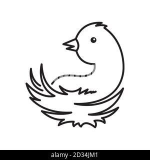 Vektorbild eines Vogels in einem Nest auf einem Weißer isolierter Hintergrund Stock Vektor