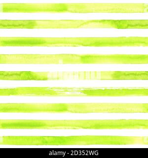 Aquarell von Hand gezeichnetes Nahtloses Muster mit grünen Streifen. Aquarell grüner Hintergrund. Stockfoto