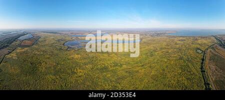 LUFTVIEW AUF LUNGEN- UND KATLABUKH-SEEN, RAJON IZMAIL, OBLAST ODESSA, UKRAINE Stockfoto