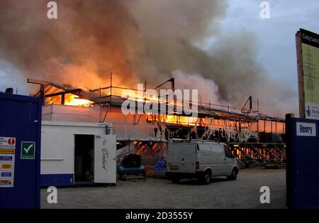 Sammeln Sie ein Foto des 19. Jahrhunderts Clippers The Cutty Sark in Greenwich, East London, der durch einen Brand zerstört wurde. Stockfoto