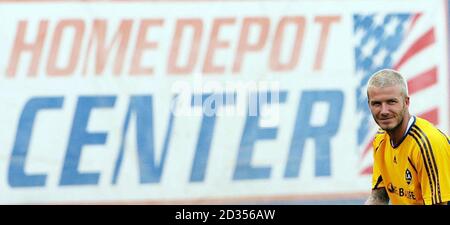 David Beckham von La Galaxy während einer Trainingseinheit im Home Depot Center, Los Angeles, USA. Stockfoto