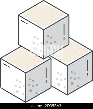 Zuckerwürfel süße Zutat Linie und füllen Vektor Illustration Stock Vektor