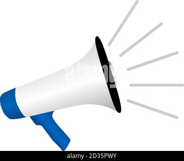 Megafon oder Bullhorn-Lautsprecher isoliert auf weißer Vektorgrafik Stock Vektor
