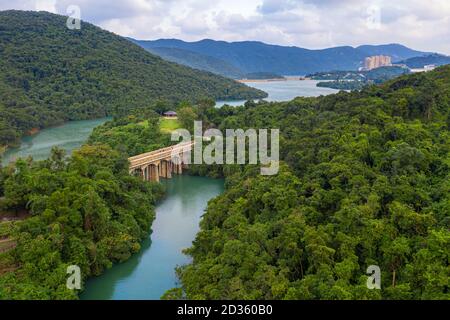 Luftaufnahme der Stausee-Landschaft Stockfoto