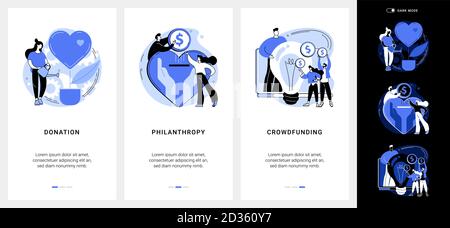 Fundraising mobile App UI-Kit. Stock Vektor