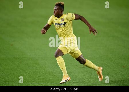 Barcelona, Spanien. September 2020. Samuel Chukwueze von Villarreal CF beim La Liga Spiel zwischen FC Barcelona und Villarreal CF spielte am 27. September 2020 im Camp Nou Stadion in Barcelona, Spanien. (Foto von PRESSINPHOTO) Credit: Pro Shots/Alamy Live News Stockfoto