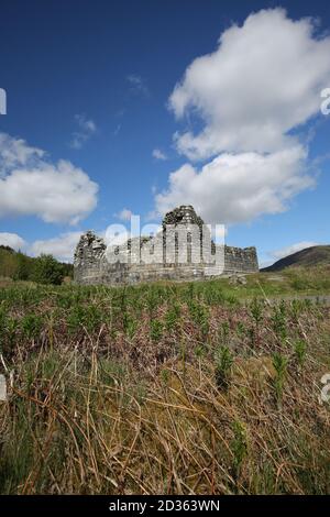 Loch Doon Castle, Loch Doon, Ayrshire, Dumfries & Galloway, Schottland Großbritannien.das Schloss wurde an der Seite des loch aufgrund einer Wasserkraft abgebaut und wieder aufgebaut Stockfoto