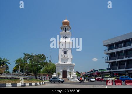 Georgetown, Penang/Malaysia - 29 2020. Februar: Uhrturm in Penang. Stockfoto