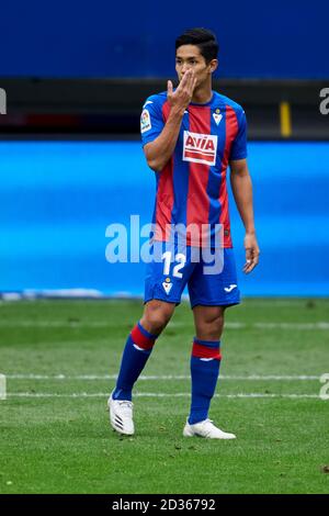 Eibar, Spanien. September 2020. Yoshinori Muto von SD Eibar beim La Liga Spiel zwischen SD Eibar und Athletic Club spielte am 27. September 2020 im Ipurua Stadium in Eibar, Spanien. (Foto von Ion Alcoba/PRESSINPHOTO) Kredit: Pro Shots/Alamy Live Nachrichten Stockfoto