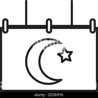 Kalender mit türkei-Flag-Symbol auf weißem Hintergrund, Linienstil, Vektorgrafik Stock Vektor