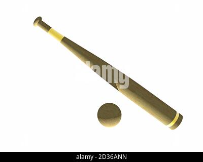 Baseball-Schläger aus Holz mit Ball Stockfoto