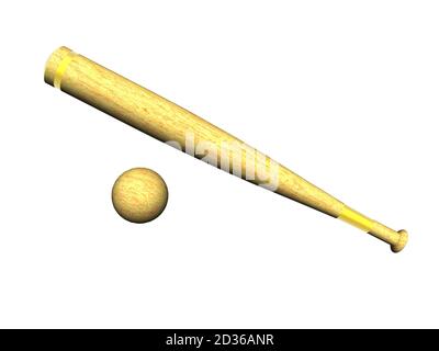 Baseball-Schläger aus Holz mit Ball Stockfoto