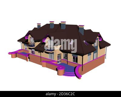 Großes Luxus-Doppelhaus mit Schilfdach Stockfoto