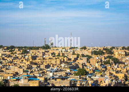 Jaisalmer Blick auf die Stadt von Jaisalmer Fort befindet sich in der Stadt Jaisalmer, im indischen Bundesstaat Rajasthan Stockfoto