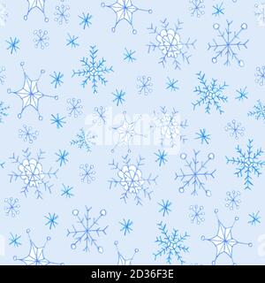 Blau nahtlose Winter Schneeflocken Muster. Winterhintergrund. Weihnachten Vorlage.Geschenkpapier Design Stockfoto