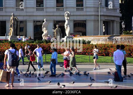 Plaça de Catalunya. Barcelona, Katalonien, Spanien. Stockfoto