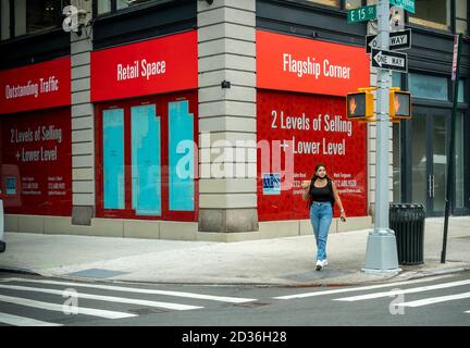 Verkaufsfläche zur Miete in New York während der COVID-19-Pandemie am Donnerstag, 1. Oktober 2020. (© Richard B. Levine) Stockfoto