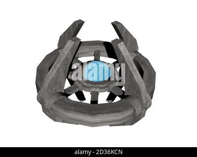 Futuristische Raumstation schwebt im Raum Stockfoto