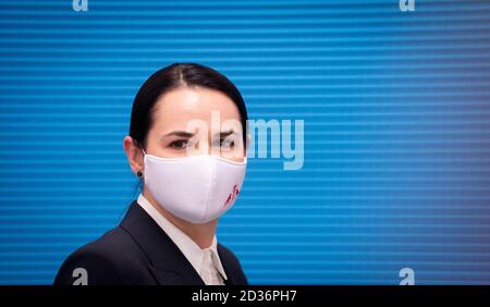 Berlin, Deutschland. Oktober 2020. Swetlana Tichanowskaja, Oppositionsführerin aus Weißrussland, in Berlin. Quelle: Kay Nietfeld/dpa/Alamy Live News Stockfoto