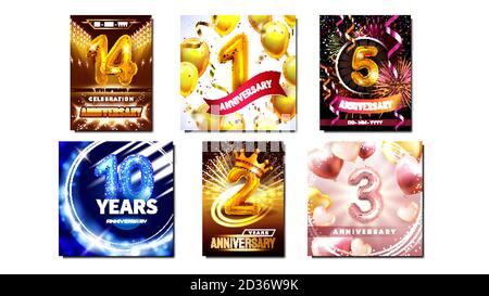 Jubiläumssammlung Promo Poster Set Vektor Stock Vektor