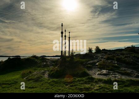 Stavanger Schwerter Norwegen- Sverd i fjell (durchtrennt in den Bergen) Stockfoto