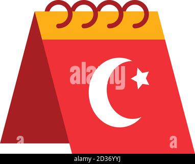 Symbol des Kalenders mit türkei Flagge Design auf weißem Hintergrund, flacher Stil, Vektor-Illustration Stock Vektor