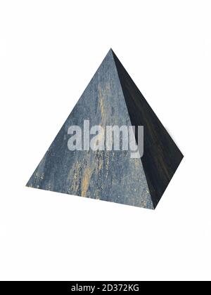 Abstrakte Pyramide auf weißem Hintergrund. Isolierte geometrische Figur. 3D-Rendering Stockfoto