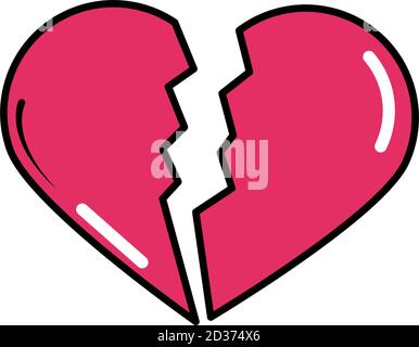 Broken Love Heart Pop Art Comic-Stil, flache Symbol Vektor Illustration Stock Vektor