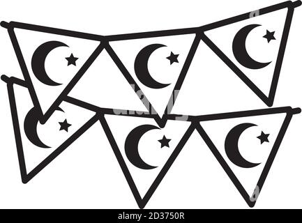 Wimpel der türkei Flaggen über weißem Hintergrund, Linienstil, Vektor-Illustration Stock Vektor