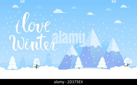Handgezeichnete Lettering Phrasen I Love Winter.Flat Vektor.Hand Skizze. Stock Vektor