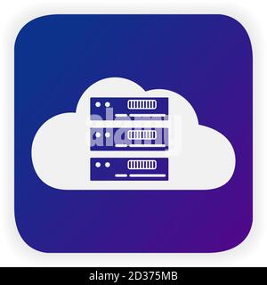 Symbol für Cloud-Speicherserver. Technologie online. Flachvektor. Stock Vektor