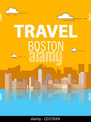 Boston Massachusetts Stadtlandschaft.Wolkenkratzer und Hochhäuser Stock Vektor