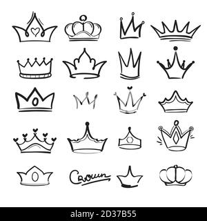 Kritzelte Kritzeleien. König majestätischen kaiserlichen Monarchen elegante Symbole in Hand gezeichnet Vektor-Stil Stock Vektor