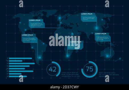 Abstrakte blaue Infografik Weltkarte Vektor Illustration Stock Vektor