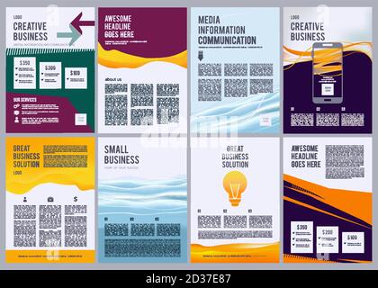 Geschäftsflyer. Produktanzeigen Broschüre Seiten Design-Vorlage mit farbigen abstrakten modernen Formen und Präsentation Textvektoren Stock Vektor