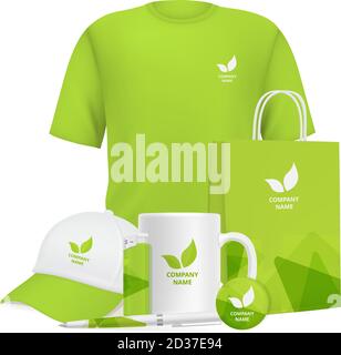 Geschäftsidentität. Branding Design Corporate Souvenirs Werbeartikel Kleidung Tasse Kappe Stift Feuerzeug Vektor realistische mockup Stock Vektor