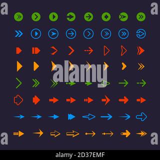 Farbige Webpfeile. Infografik Symbole für Website-App-Symbole Vektor Pfeile Stock Vektor