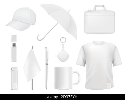 Corporate Identity. Business Souvenir Artikel Kleidung Verpackung Aufkleber Stift Abzeichen leichter Vektor leer mockup Vorlage Stock Vektor