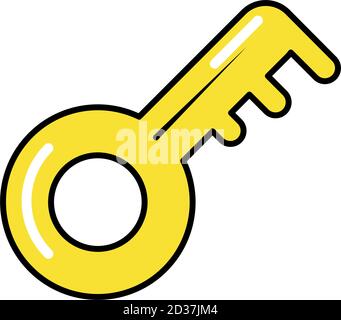Gold Key retro Pop Art Comic-Stil, flache Symbol Vektor Illustration Stock Vektor