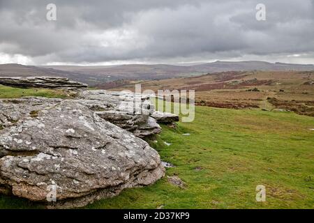 Windy Post Cross Dartmoor Stockfoto