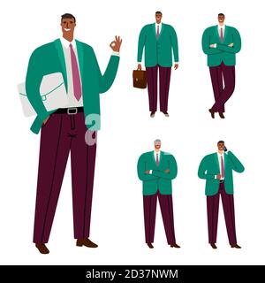 Modische moderne afroamerikanische Geschäftsmann Vektor-Charakter. Geschäftsmann Charakter afroamerican, Erwachsene Person männlich Manager Illustration Stock Vektor
