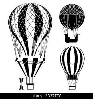 Klassische Heißluftballons oder Aerostate Vektor-Set. Illustration von Heißluftballon, Reise Flug Transport Stock Vektor