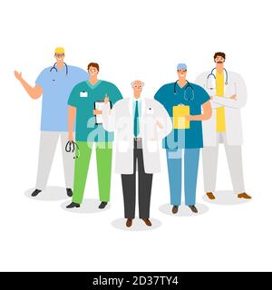 Ärzte Personal. Ärzte mit Professor Vektor Illustration. Doktor männlicher Beruf, Sanitäter Professor Stock Vektor