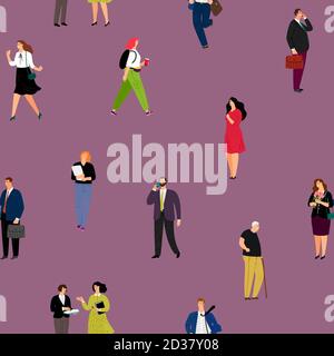 Menschen nahtloses Muster. Casual und Business Menschen Charaktere gehen und sprechen, Vektor-Illustration Stock Vektor