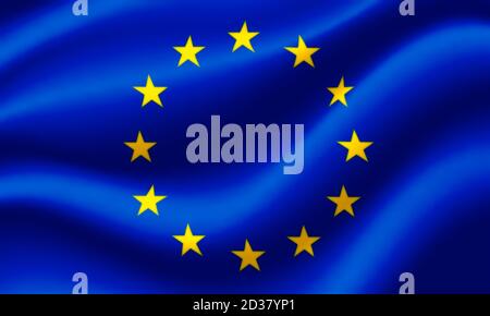 Die Flagge der Europäischen Union winkt im Wind. 3D rendern. Stockfoto